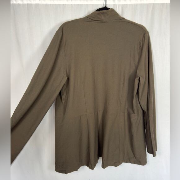 Eileen Fisher Olive Green Stretch Viscose Blend Cardigan Size Large - Picture 4 of 6